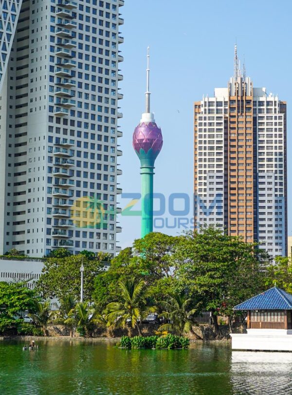 Aerial view of Colombo city skyline with Lotus Tower