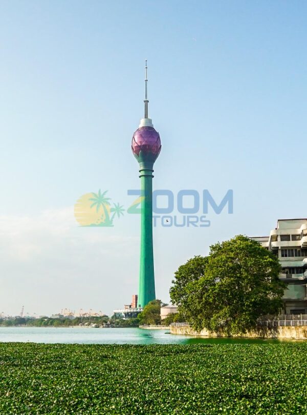 Day view of Lotus Tower during the Colombo Romantic Tuk Tuk Tour.